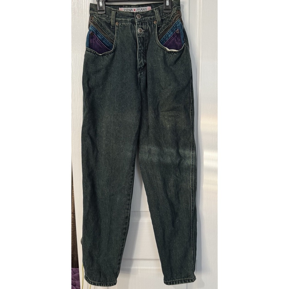 VTG Zena Color Block High Waisted Mom Jeans Women's Sz 3 90's Y2K